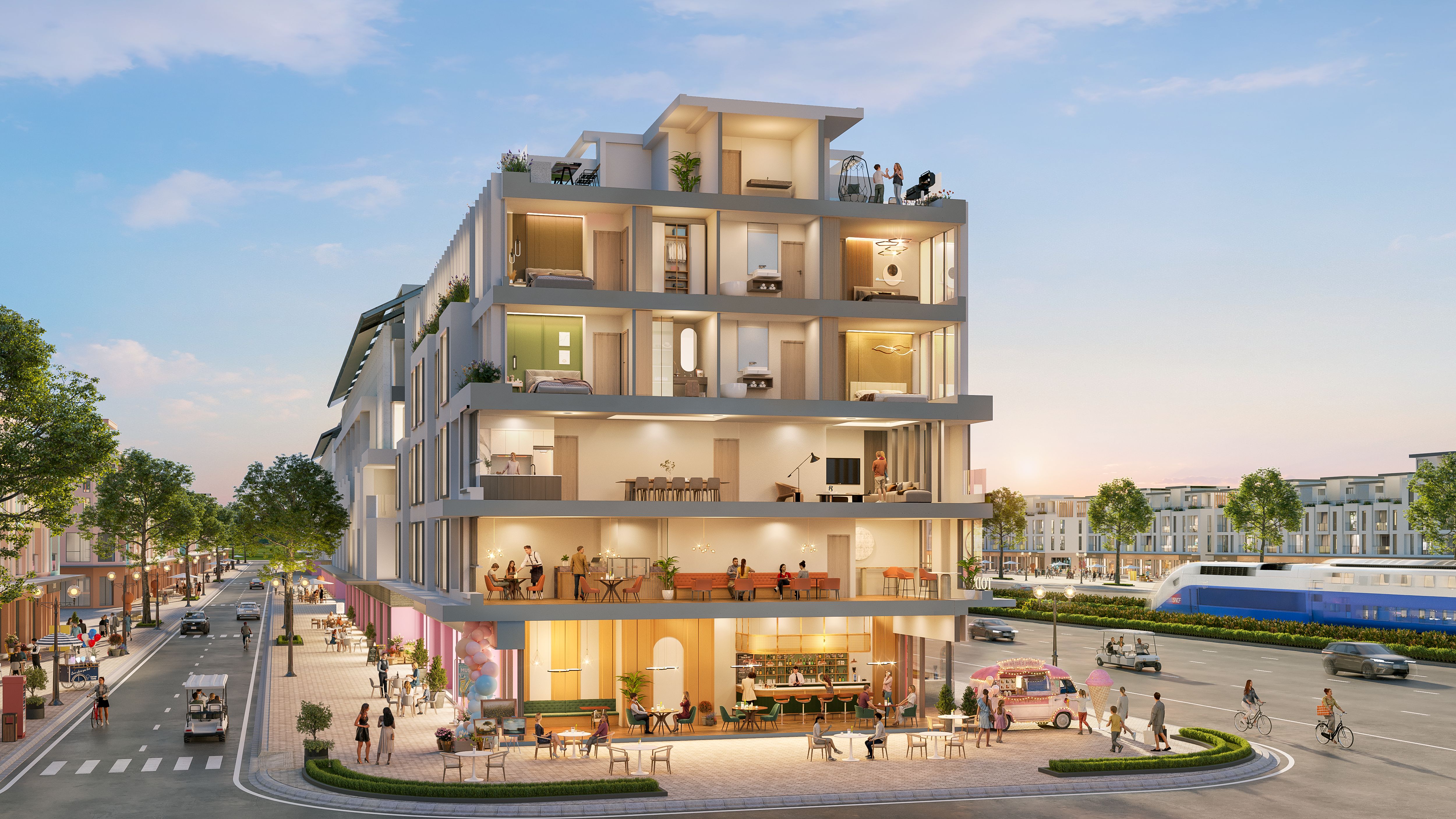 Bán biệt thự song lập hướng Bắc mặt tiền 6m gần vườn hoa The Infinity Meyhomes Capital Phú Quốc